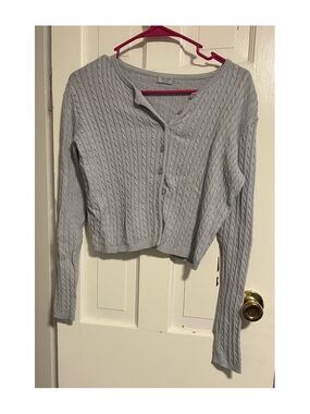 Brandy Melville John Galt Dusty Light Blue Cable Knit Cardigan